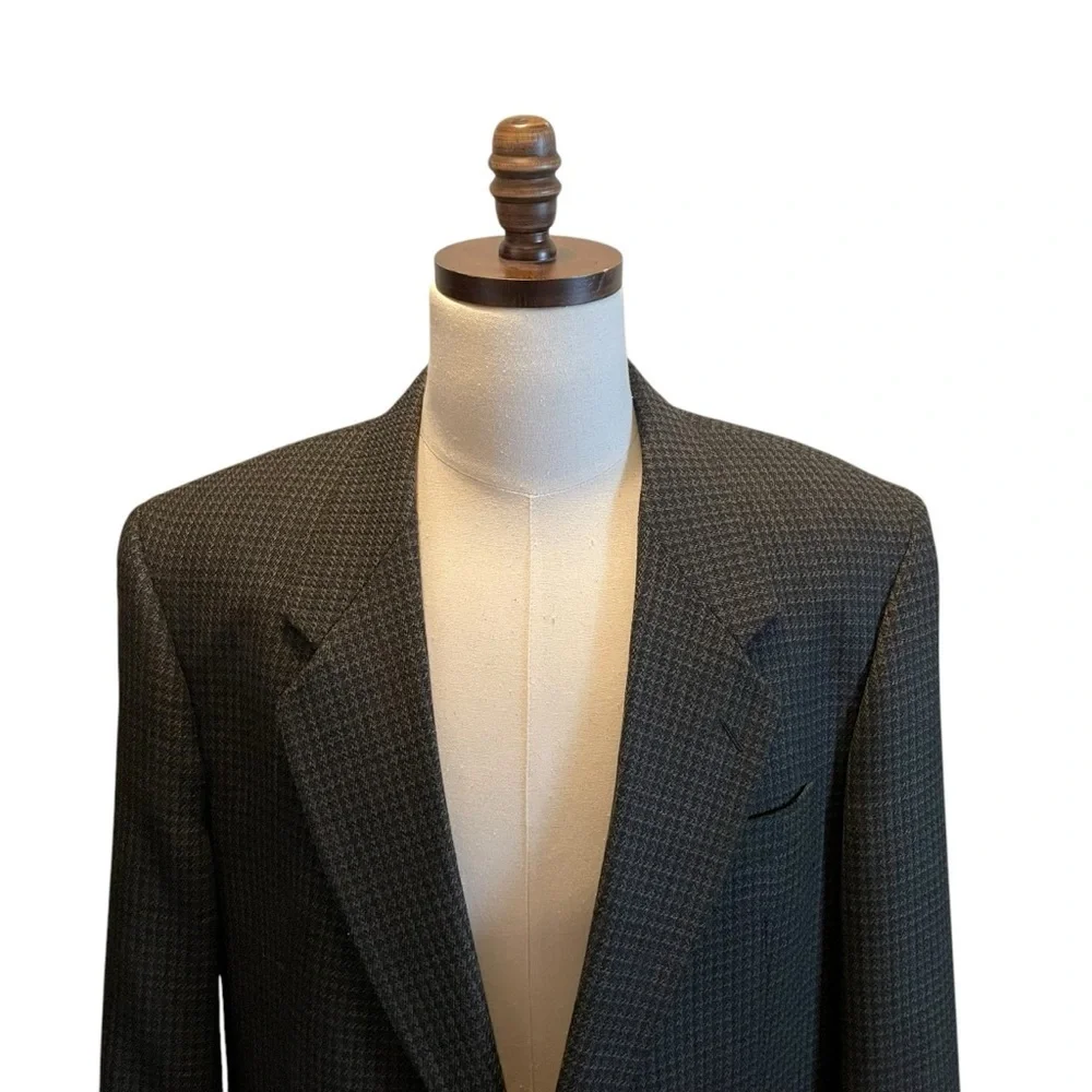 Joseph Feiss Tweed Wool Suit Blazer Jacket Brown Size 44L Check NWOT Menswear